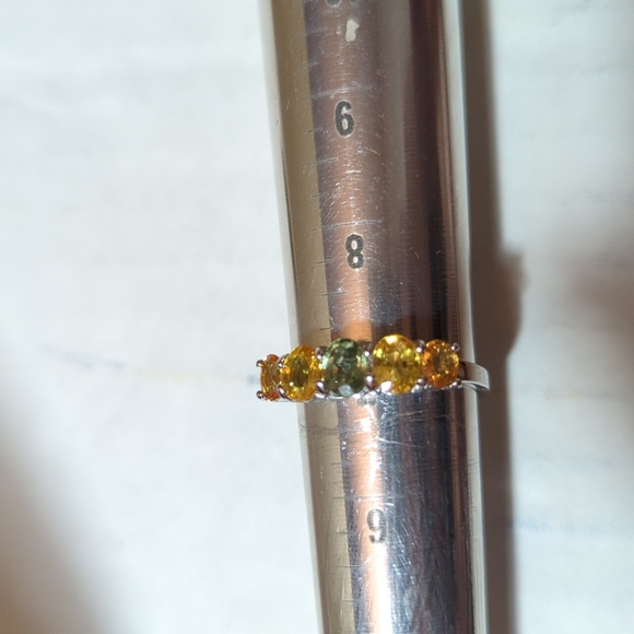 Size 7 sterling ring peridot x citrine pastel - Picture 2 of 2